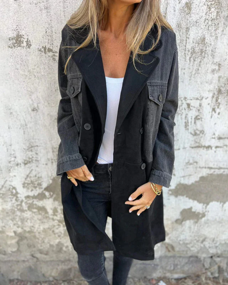 NOÉLIA™ | Manteau en denim et en daim