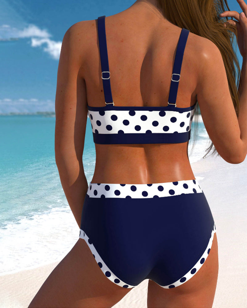 ALINE™ | Bikini taille haute avec imprimé patchwork