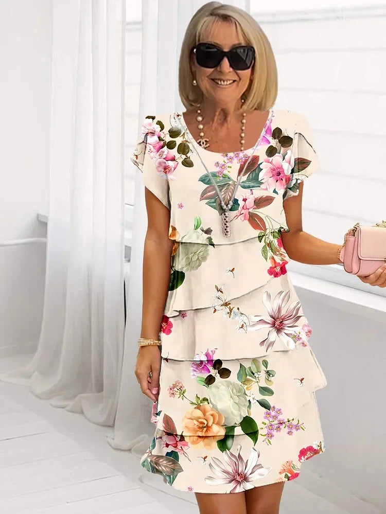 GILLAMC | Robe à fleurs avec coupe en cascade
