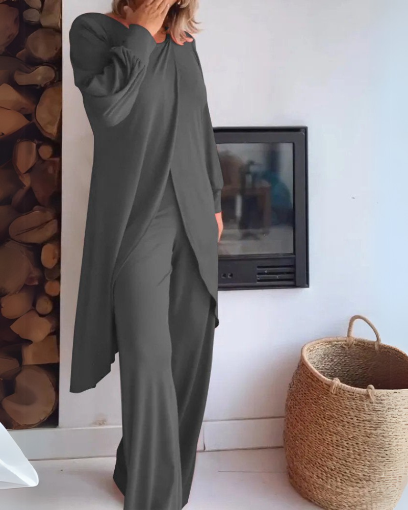 SOLINE™ | Ensemble élégant avec cardigan long et pantalon large