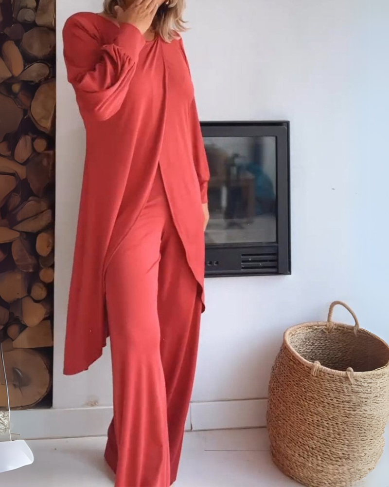 SOLINE™ | Ensemble élégant avec cardigan long et pantalon large