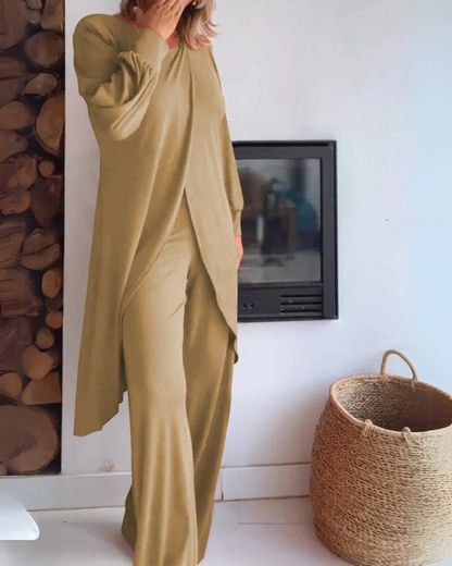 SOLINE™ | Ensemble élégant avec cardigan long et pantalon large