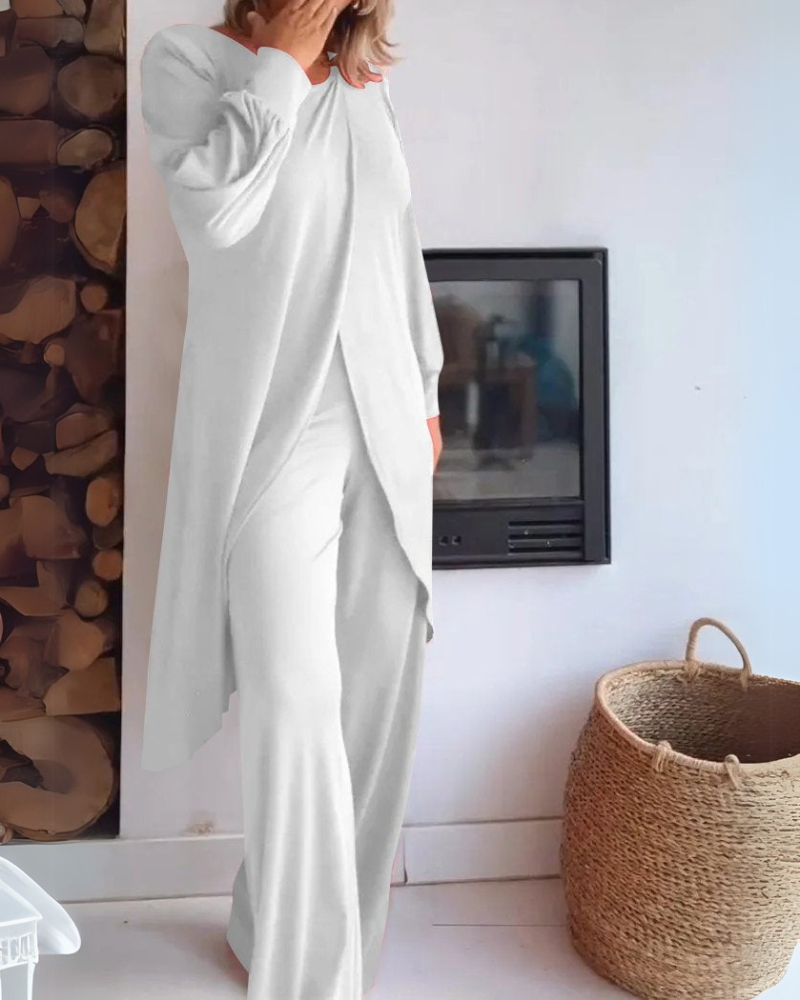 SOLINE™ | Ensemble élégant avec cardigan long et pantalon large