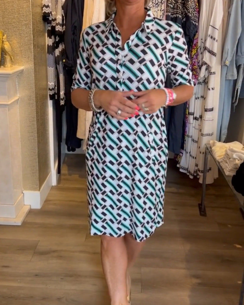 NOÉMIE™ | Robe géométrique à col en V