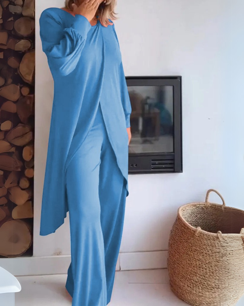 SOLINE™ | Ensemble élégant avec cardigan long et pantalon large