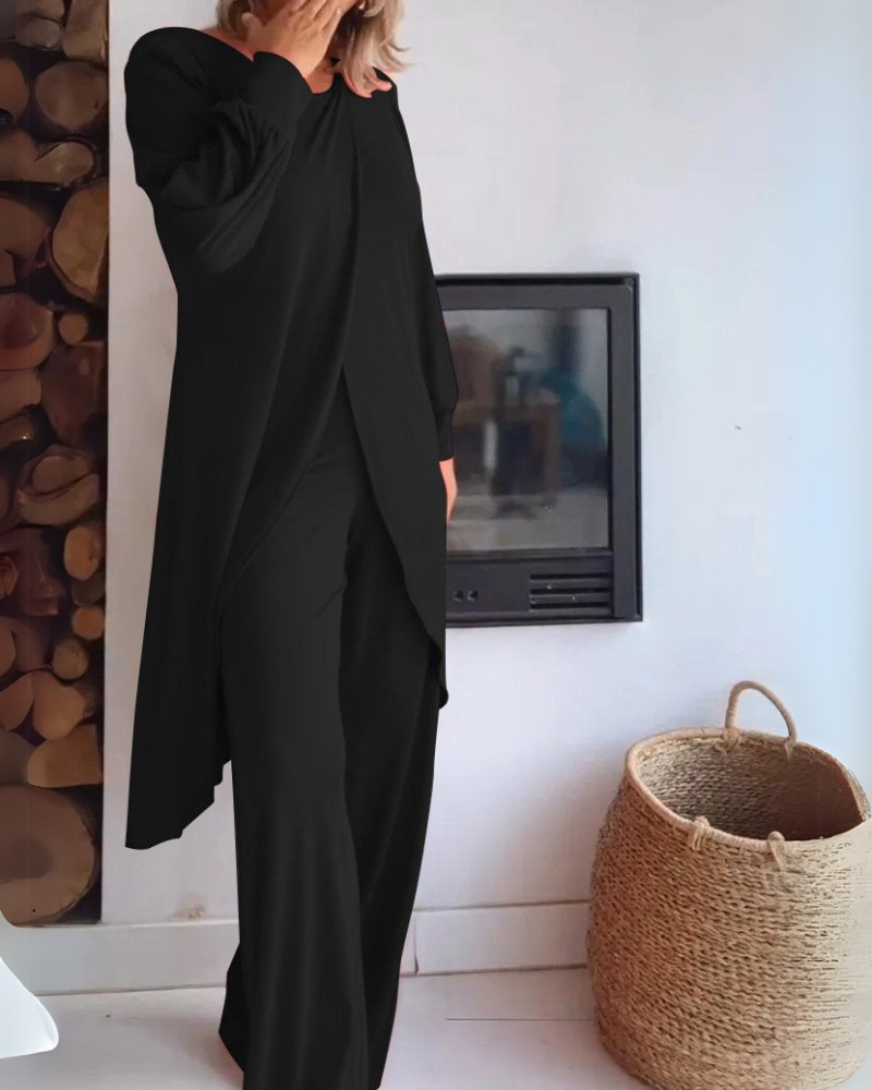 SOLINE™ | Ensemble élégant avec cardigan long et pantalon large