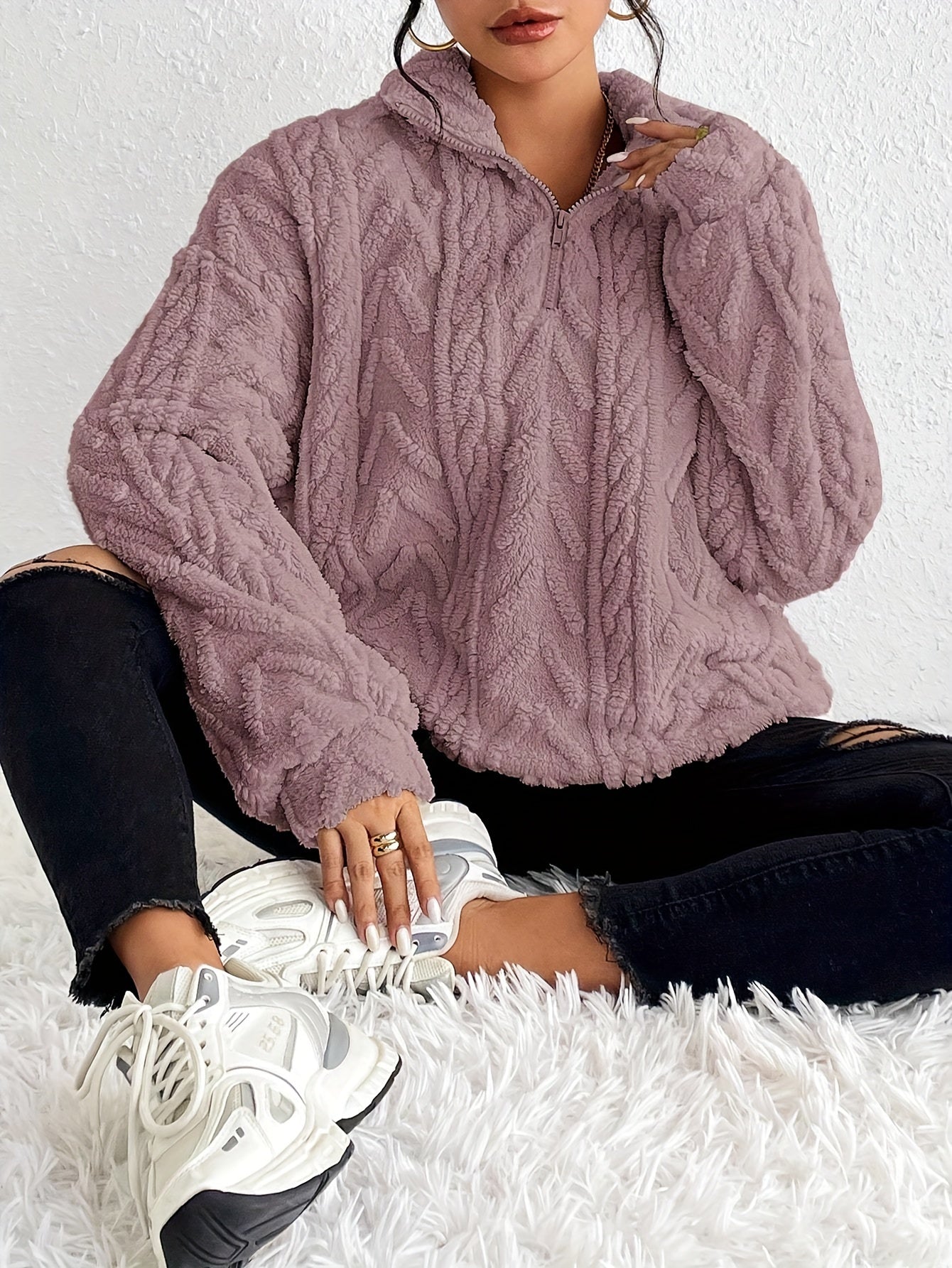 LEYONA™ | Pull demi-zip en tricot 