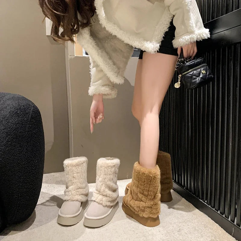 VALENTINE™ | Bottes classiques en velours tricotées pour femmes