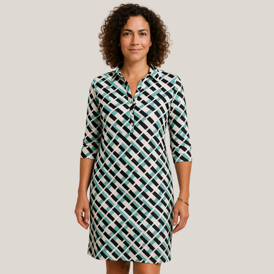 NOÉMIE™ | Robe géométrique à col en V