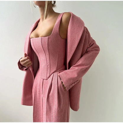 NOVAIRE™ | Ensemble blazer et corset avec pantalon taille haute