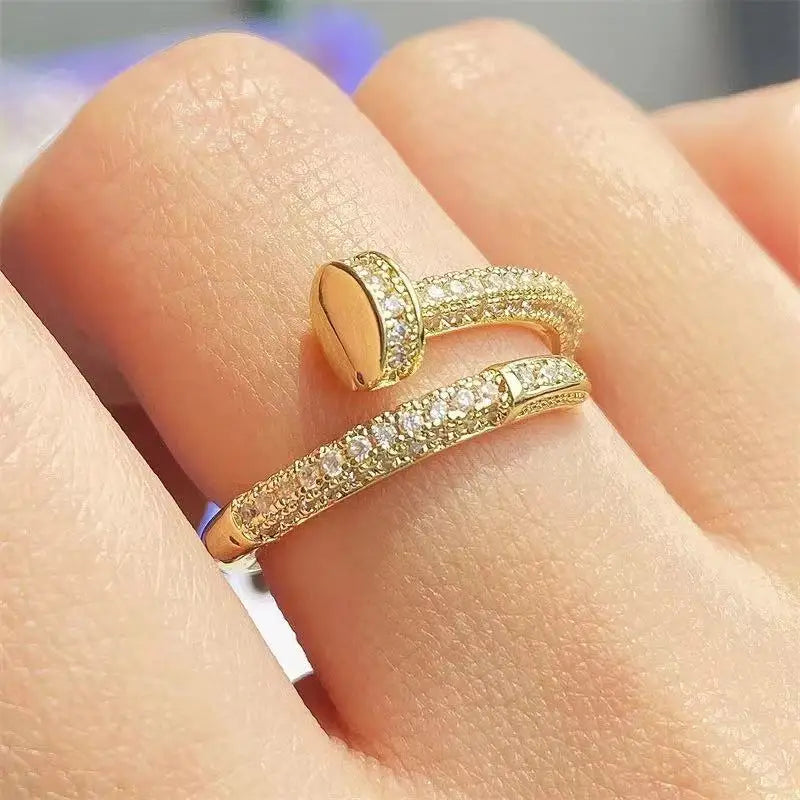 Bague ajustable style punk coréen en zircone cubique pour femme, accessoire de bijouterie, idéal pour une fête, un bureau ou un ami. 