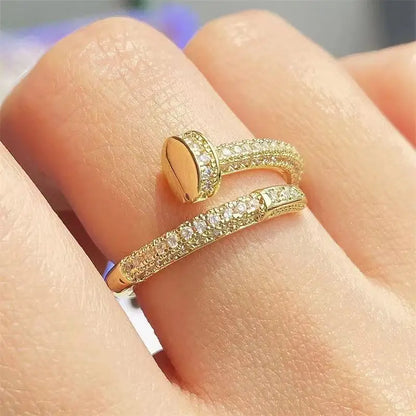 Bague ajustable style punk coréen en zircone cubique pour femme, accessoire de bijouterie, idéal pour une fête, un bureau ou un ami. 