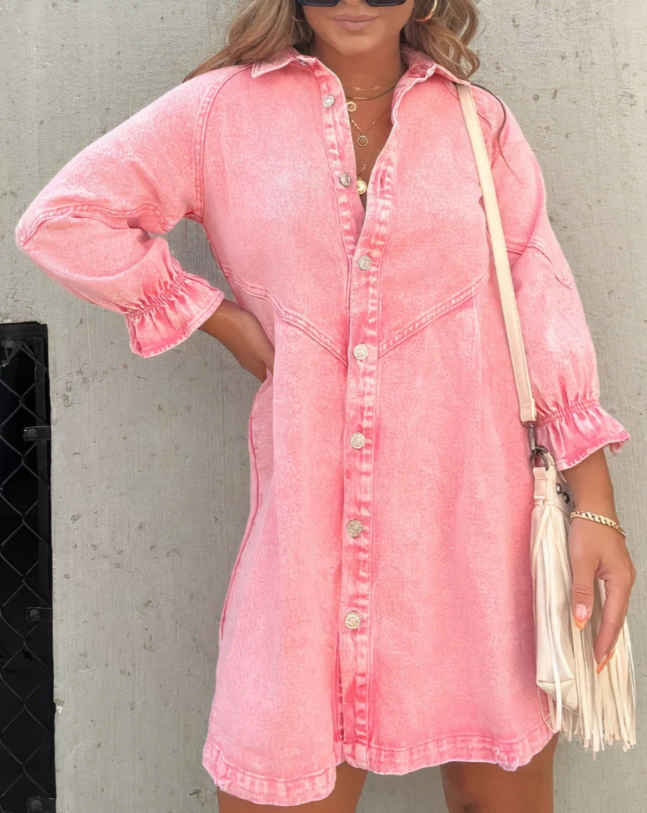 GREYLIN™ | Robe en jean avec col chemise élégante