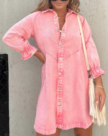 GREYLIN™ | Robe en jean avec col chemise élégante