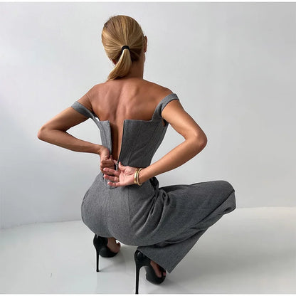 NOVAIRE™ | Ensemble blazer et corset avec pantalon taille haute