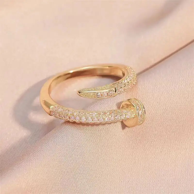 Bague ajustable style punk coréen en zircone cubique pour femme, accessoire de bijouterie, idéal pour une fête, un bureau ou un ami. 