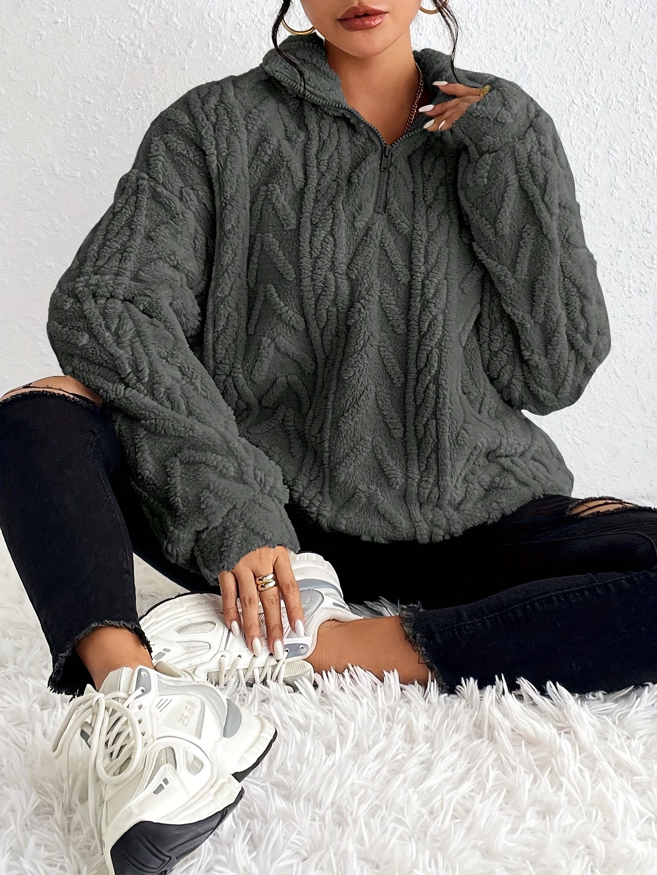 LEYONA™ | Pull demi-zip en tricot 