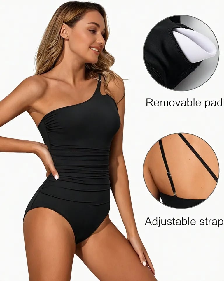 AYLINA™ | Maillot de bain asymétrique avec détails plissés