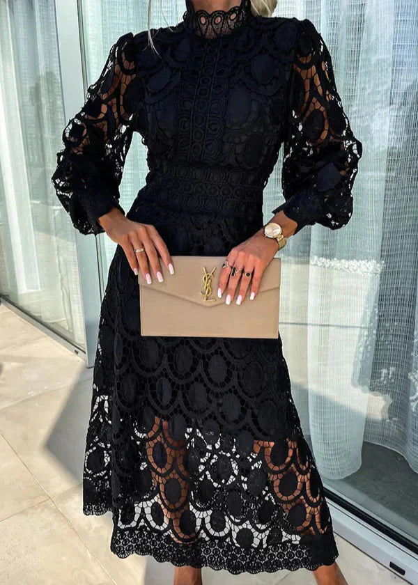 LIANA™ | Robe longue élégante avec détails en dentelle 