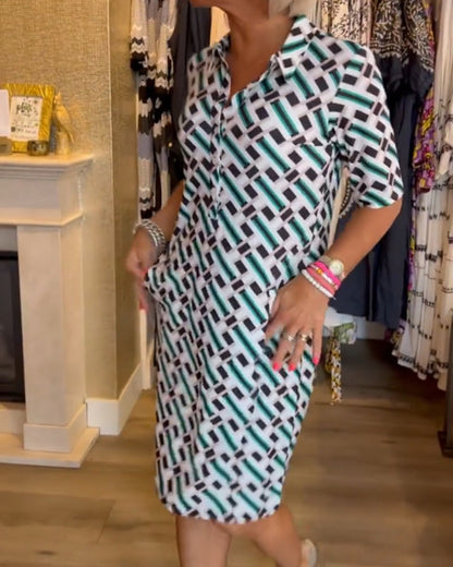 NOÉMIE™ | Robe géométrique à col en V