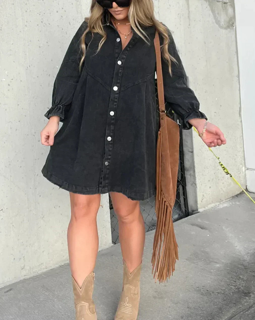 GREYLIN™ | Robe en jean avec col chemise élégante