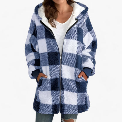 CARVENAMC | Manteau long oversize à carreaux avec capuche