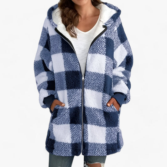 CARVENAMC | Manteau long oversize à carreaux avec capuche