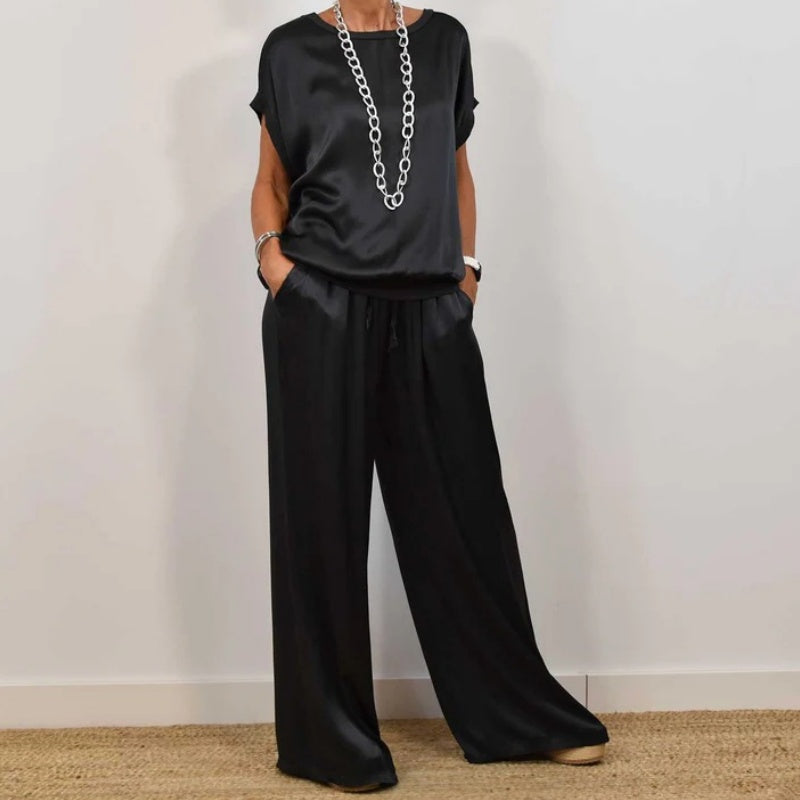 LINA™ | Ensemble souple avec chemisier et pantalon 