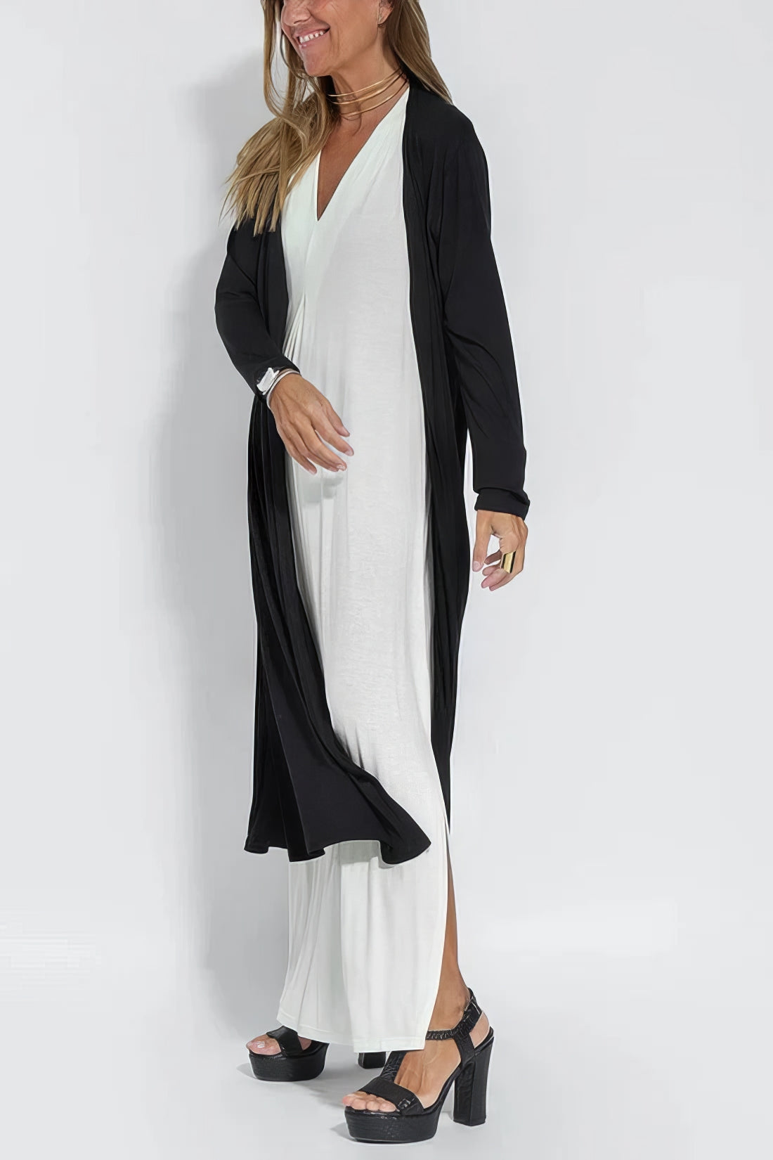ÉLIZE™ | Sculpterende Maxi Jurk avec Luxe Cardigan