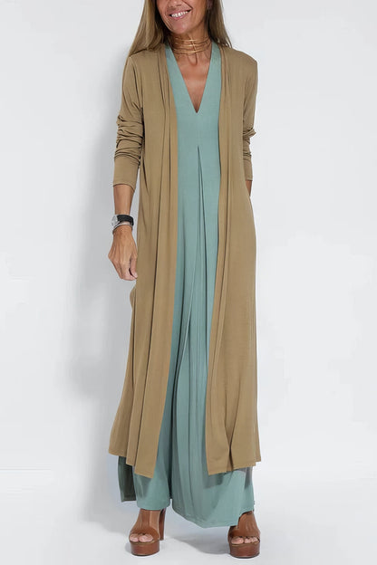 ÉLIZE™ | Sculpterende Maxi Jurk avec Luxe Cardigan