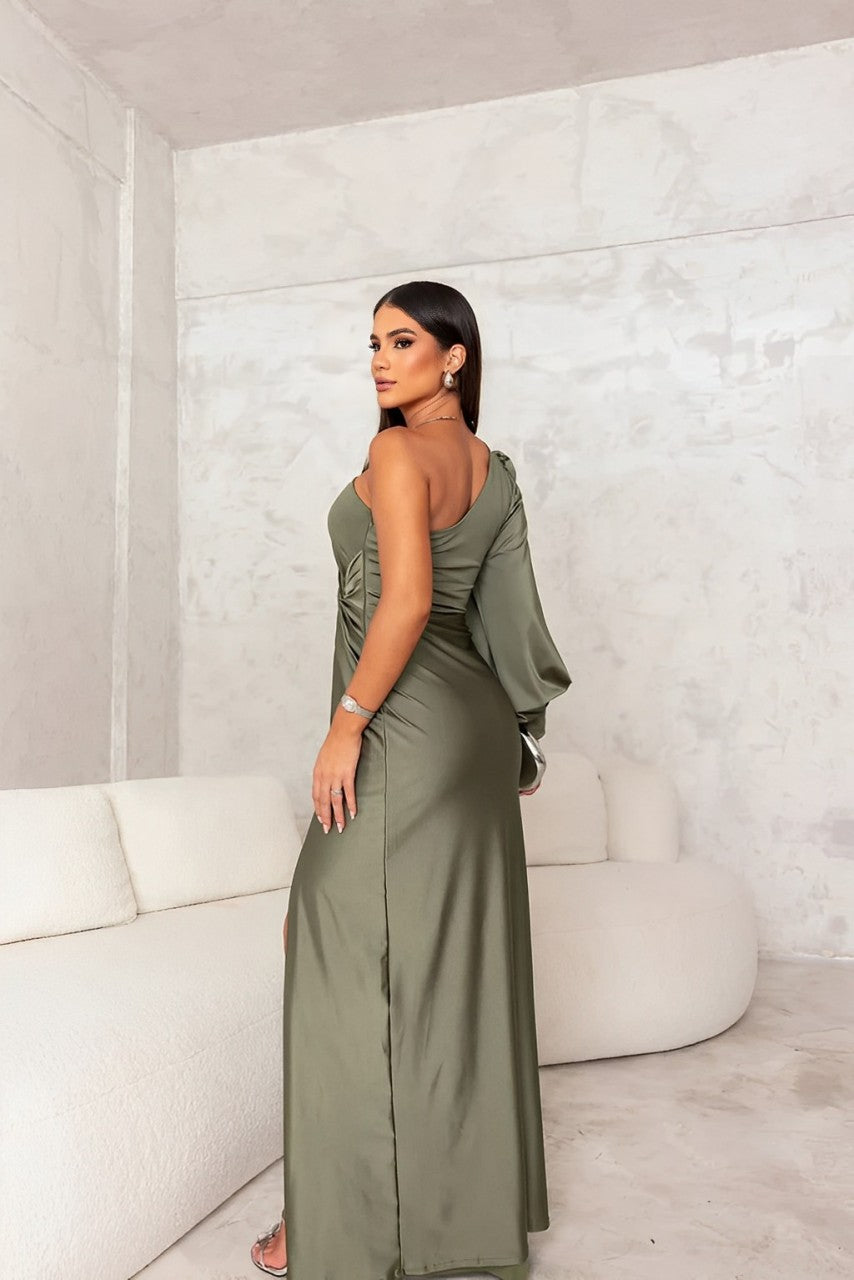 LENORA™ | Robe élégante en satin avec détails aux épaules 